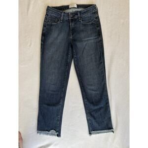 Parker Smith Jeans Women 25 Dark Wash Raw Hem Cropped Straight Leg Preppy Staple